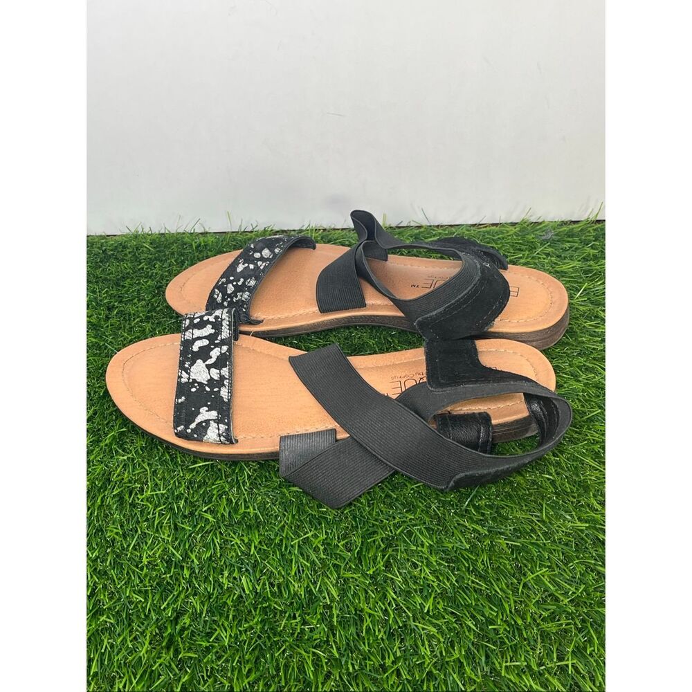 Boutique by Corkys Women’s Leather Slingback Sandals Black Print Comfort Sandals